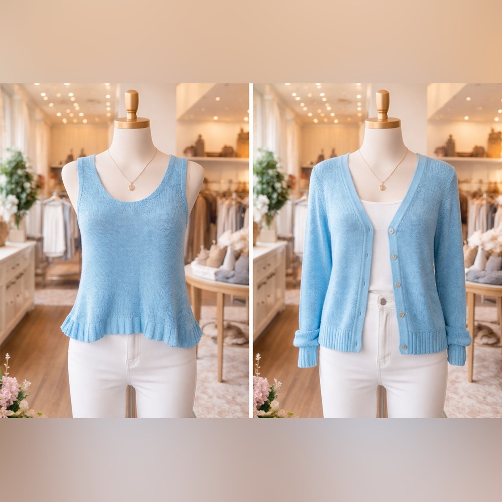 JH Collectibles Light Blue Sweater Cardigan Set